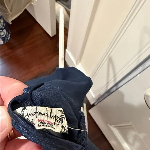 Free People Navy Blue Satin Tank Dress (Open-Back) - Picture 4 of 4